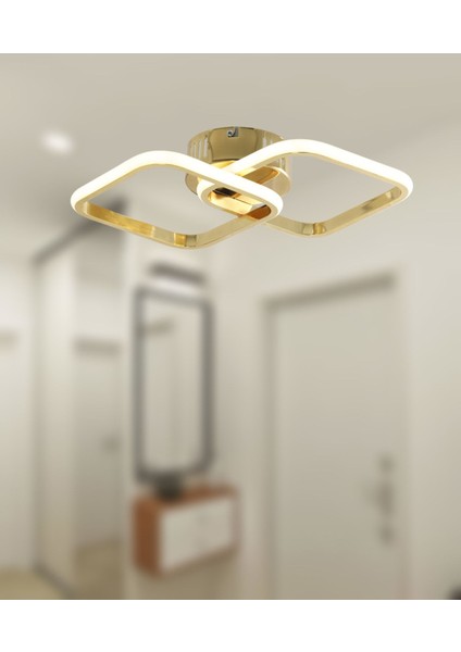 2'li Kare LED Avize, Gün Işığı Fransız Sarı Kaplama, Modern ve Şık Tasarım modelleri