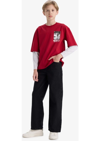 Erkek Çocuk Oversize Geniş Kalıp Bisiklet Yaka Uzun Kollu Tişört E9591A825AU fiyatları