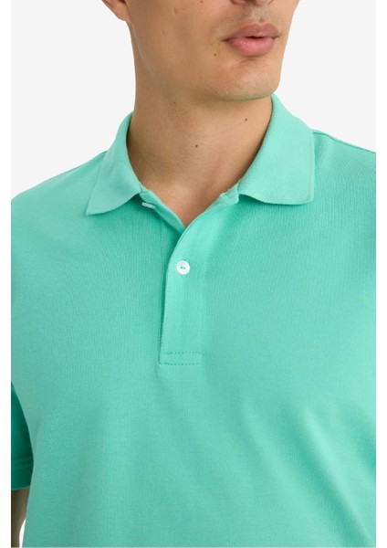 %100 Pamuk Regular Fit Polo Yaka Kısa Kollu Basic Düz Pike Kumaş Tişört C1293AX25SP indirimleri