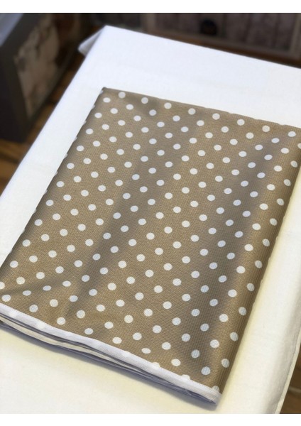 155X155 Kahverengi Puantiyeli Leke Tutmaz Biyeli Sofra Bezi