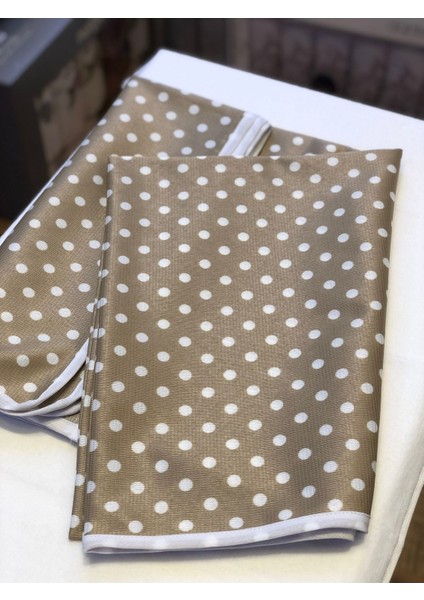 155X155 Kahverengi Puantiyeli Leke Tutmaz Biyeli Sofra Bezi fiyatları