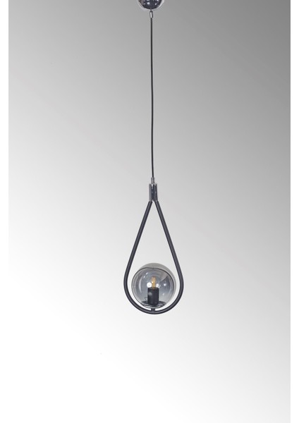 Şık Siyah-Krom Metal ve Füme Camlı Modern Sarkıt Avize modelleri