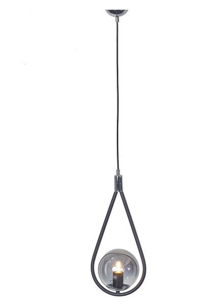 Şık Siyah-Krom Metal ve Füme Camlı Modern Sarkıt Avize fırsatları