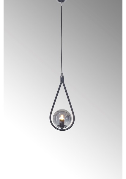 Şık Siyah-Krom Metal ve Füme Camlı Modern Sarkıt Avize indirimleri