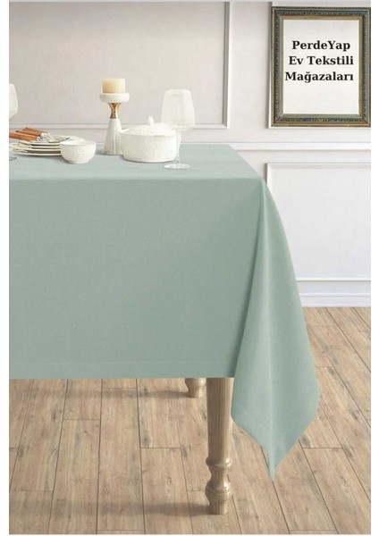 Kadife Dokulu Mint Renk Masa Örtüsü, Şık ve Zarif Ev Dekorasyonu Için.
