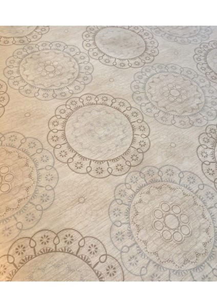 Şık Osmanlı Desenli Astarlı Silinebilir Pvc Masa Örtüsü - Kahve ve Turuncu fiyatları