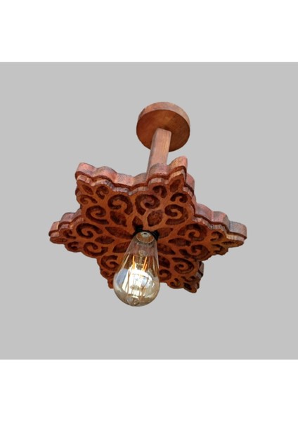 Kahverengi Ahşap Avize, Modern ve Şık Tasarım, Tekli Kullanım