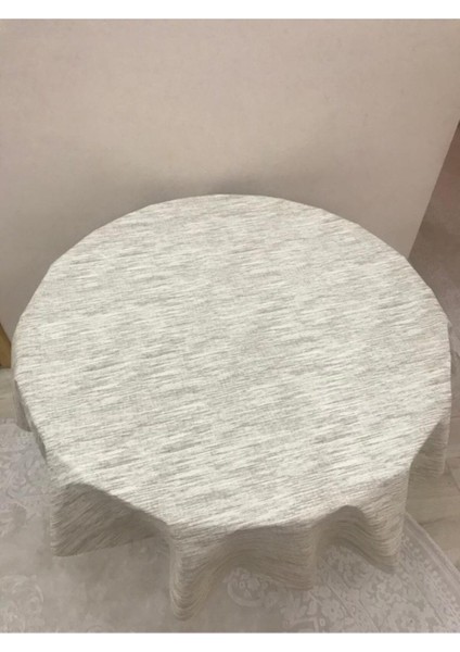 Bej Pvc Yuvarlak Muşamba Masa Örtüsü, Şık ve Dayanıklı Koruma Sağlar.