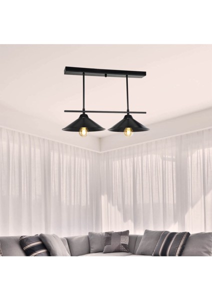 Şık Siyah 2'li Avize Takımı, Modern ve Zarif Aydınlatma Seçeneği