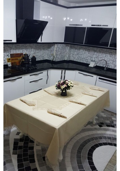 8 Kişilik Güpürlü Leke Tutmaz Yemek Takımı, Kahverengi, 18 Parça, Şık ve Kullanışlı