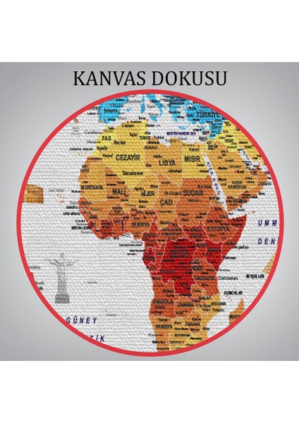Sembollü Dünya Haritası Dekoratif Kanvas Tablo, Öğretici ve Eğlenceli Tasarım