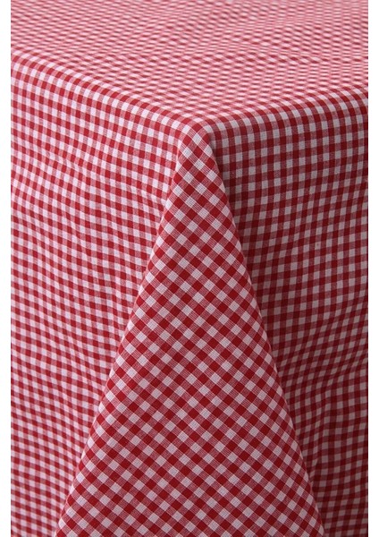 Kare Desenli Pamuk Masa Örtüsü, Sofra Bezi ve Piknik Örtüsü, Kırmızı Renk