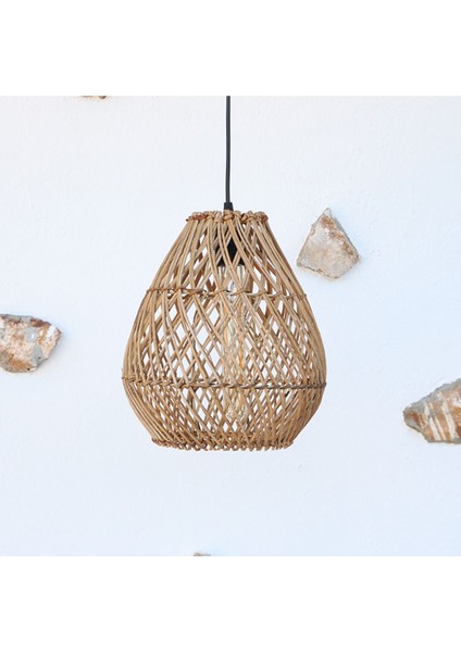 Seher Rattan Dekoratif Lamba 25X27 Cm, Bej, Şık ve Sıcak Atmosferler Için