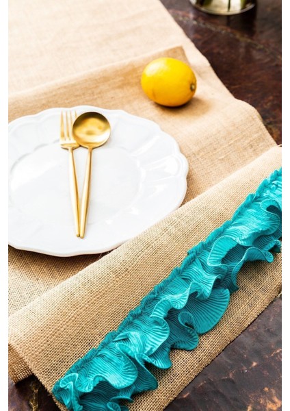 El Yapımı Mavi Jüt Runner 40X140, Şık ve Doğal Dekorasyon Seçeneği fiyatları