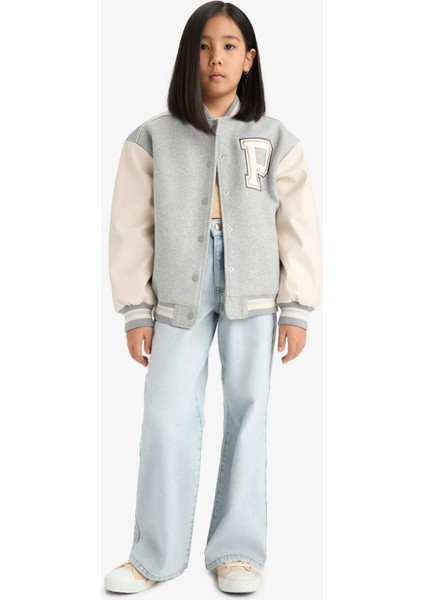 Kız Çocuk Kolej Yaka Sırt Baskılı Bomber Mont E7027A825AU fiyatları