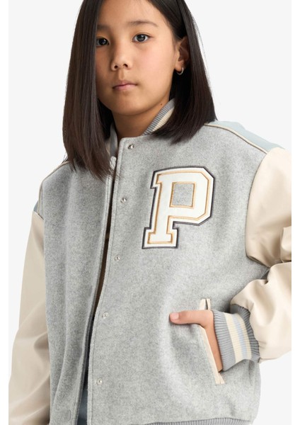 Kız Çocuk Kolej Yaka Sırt Baskılı Bomber Mont E7027A825AU indirimleri
