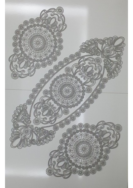 Papatya Desenli Anglez Kordon 3'lü Takım Gri Renk