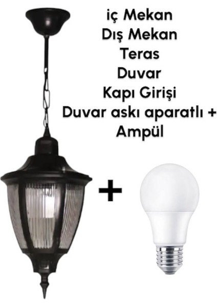 Şık Siyah Askı Aparatlı Iç ve Dış Mekan Duvar Aplikası