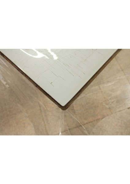 Şeffaf Pvc Masa Örtüsü, 0.25MM Ince ve Dayanıklı, Şık Beyaz Tasarım