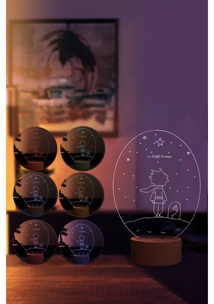 Renkli Figürlü LED Masa Lambası, Ahşap Taban, 7 Işık Rengi, Dekoratif Hediye fiyatları