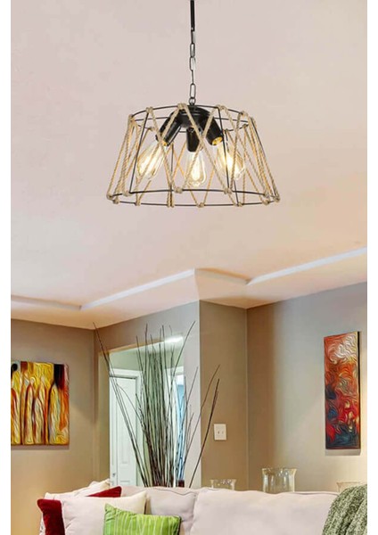 Şık Metalik 3'lü Halat Sarkıt, Modern ve Estetik Aydınlatma Seçeneği