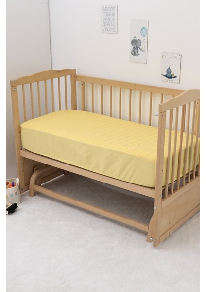 Yatak Koruyucu Lastikli Çarşaf %100 Pamuk Sarı Kapitoneli