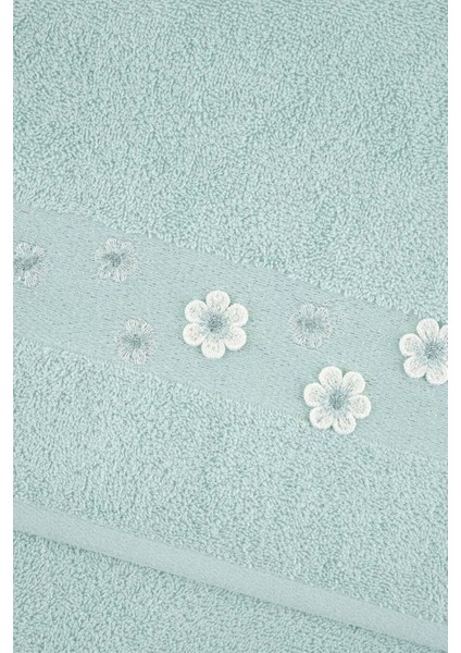 Ekru Nakışlı Bordürlü 2'li Havlu Seti 30X50 modelleri