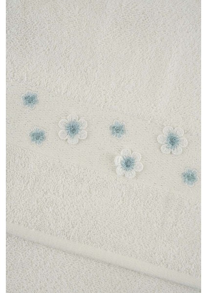 Ekru Nakışlı Bordürlü 2'li Havlu Seti 30X50 indirimleri