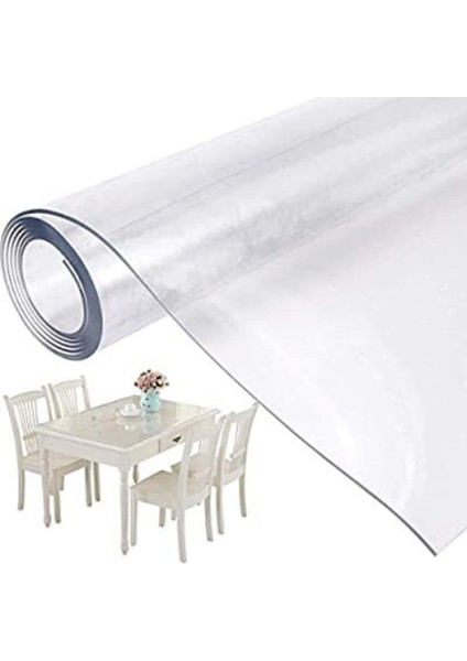 70X130 cm Şeffaf Masa Örtüsü, 1,5mm Kalınlık, Turuncu Renkli Şık Koruma.