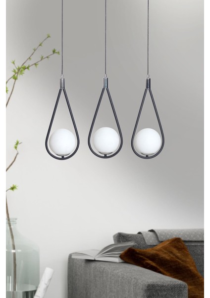 Modern 3'lü Metal ve Cam Avize, Şık ve Zarif Tasarım, Evinizde Şıklık Sağlar