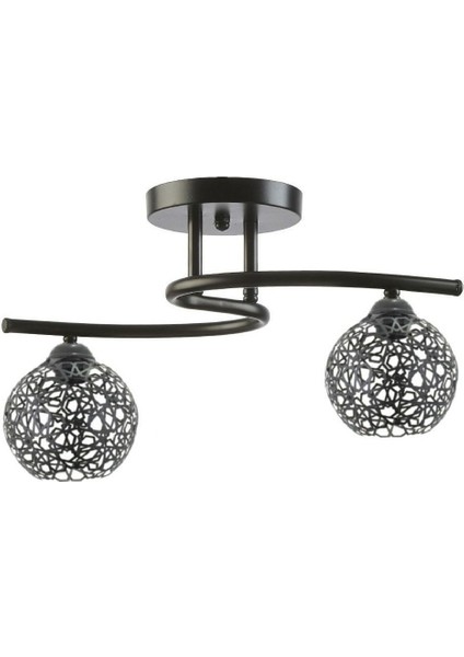Modern Selçuklu Motifli Siyah Plafonyer Avize, Şık ve Zarif Tasarım.