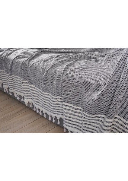 170X210 Pamuklu Çok Amaçlı Kaymaz ve Su Geçirmez Koltuk Örtüsü, Püsküllü, Yazlık, Gri fiyatları