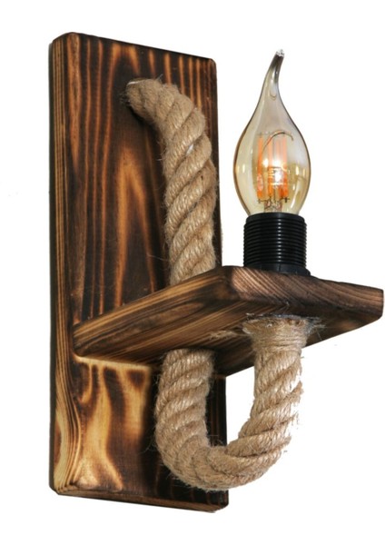 Rustik Halatlı Aplik, Doğal Görünümlü, Şık ve Sıcak Atmosfer Yaratır.