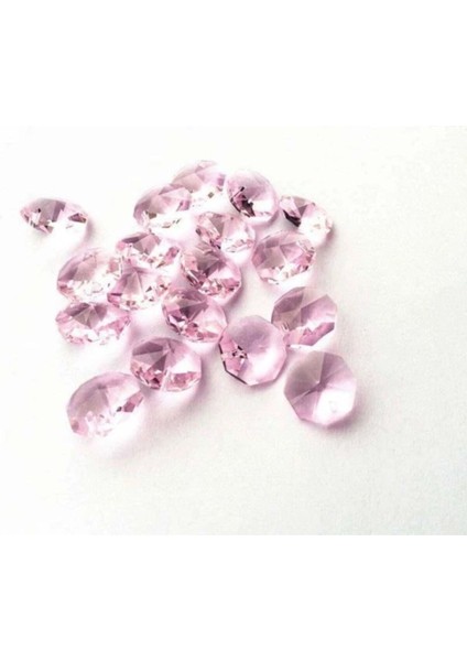14 mm Pembe Octagon Taş Seti, 10 Adet, Dekoratif Aydınlatma Parçası