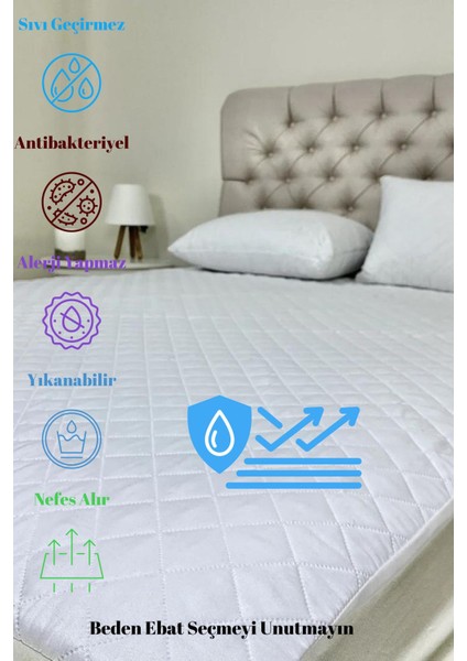 Yumuşak Kapitone Mikro Fitted Yatak Koruyucu, Su Geçirmez ve Yıkanabilir
