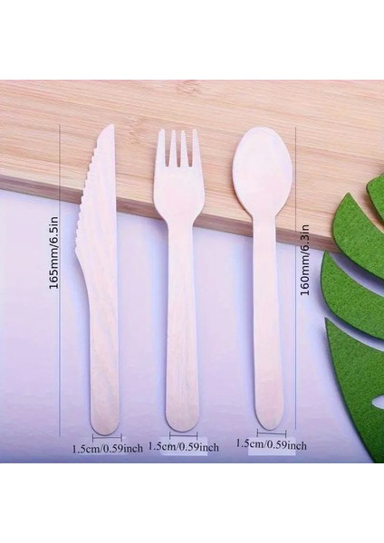 24 Adet Kullan At Naturel Ahşap Tahta Çatal Kaşık Bıçak Seti Kamp,piknik Vb. fırsatları