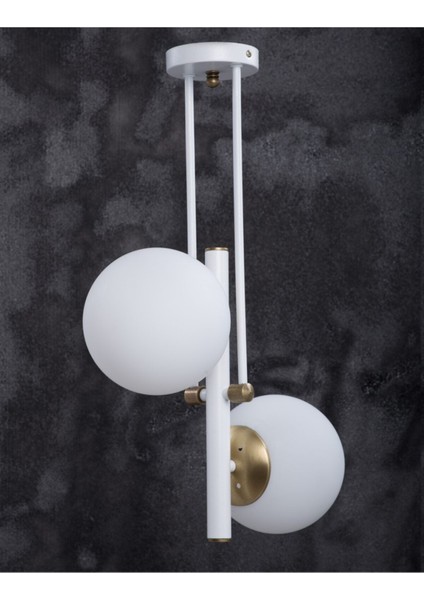 Şık Beyaz Eskitme Camlı Avize, Modern ve Zarif Aydınlatma Tasarımı fırsatları