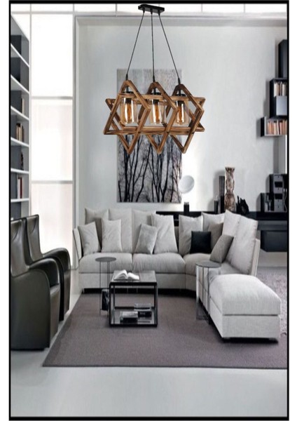 Kahverengi Gezegen Sıralı 3 Lü S.a.n Camlı Modern Avize fiyatları