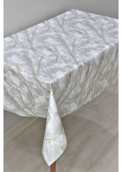 Elyaflı, Astarlı, Silinebilir, Pvc Muşamba Masa Örtüsü, Şık ve Kullanışlı Gri Renk