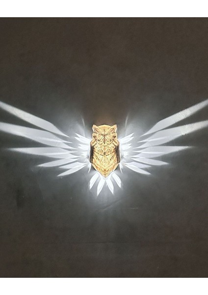 Beyaz Baykuş LED Gece Lambası 3D Duvar Süsü, Şık ve Işıltılı Dekorasyon Parçası