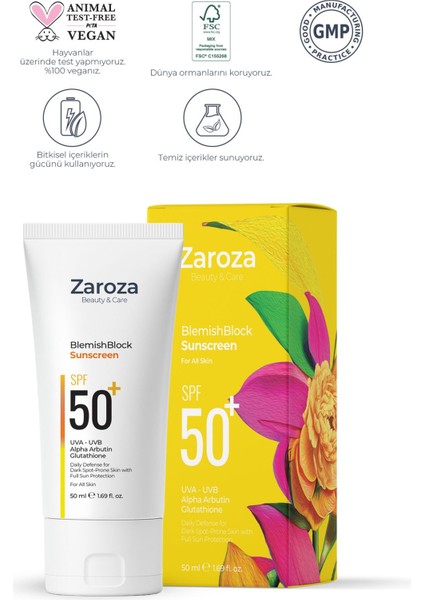 BlemishBlock Güneş Kremi SPF50+ Lekeli Ciltler İçin 50 ml Hafif Yapılı