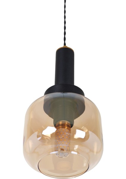 Şık Siyah Gold Bal Camlı Sarkıt Avize, Modern ve Zarif Tasarım