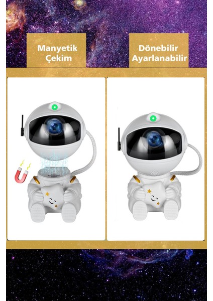 Galaxy Temalı Balkon Projeksiyon Gece Lambası, Uzay Görünümlü Aydınlatma, Kumandalı fırsatları