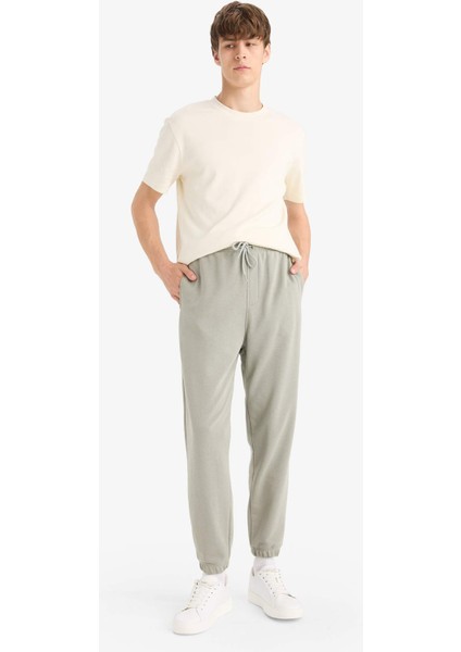 Regular Fit Beli Bağcıklı Paçası Lastikli Cepli Basic Düz Jogger Eşofman Altı