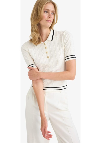 Regular Fit Polo Yaka Kısa Kollu Triko Kazak D9007AX25AU modelleri