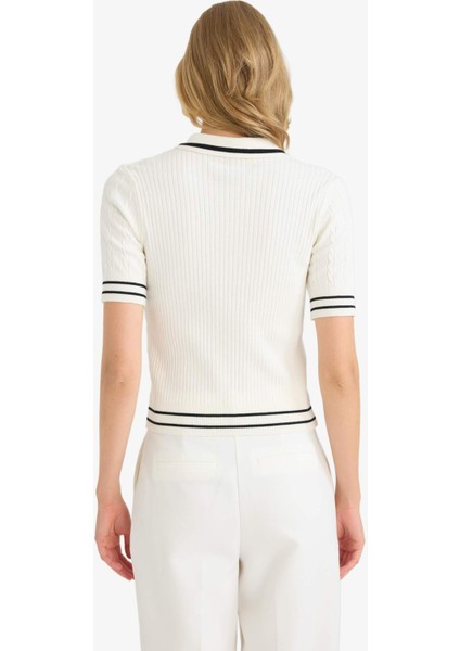 Regular Fit Polo Yaka Kısa Kollu Triko Kazak D9007AX25AU