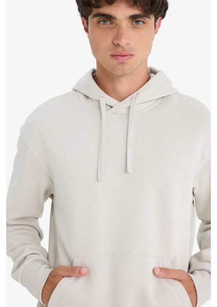 Regular Fit Kapüşonlu İçi Yumuşak Tüylü Kanguru Cepli Basic Düz Sweatshirt X8283AZ25AU fırsatları