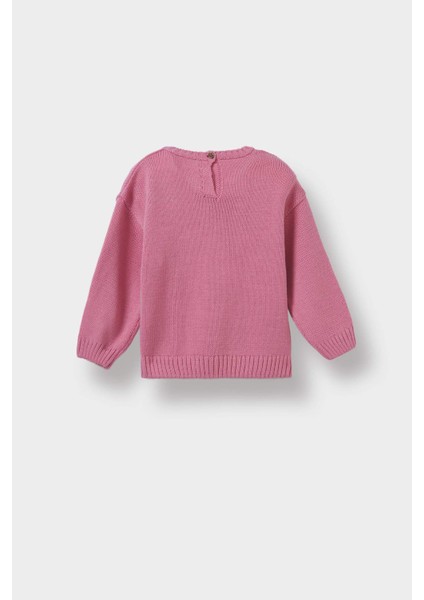 Kız Bebek Bisiklet Yaka Baskılı Triko Kazak C8089A525AU modelleri