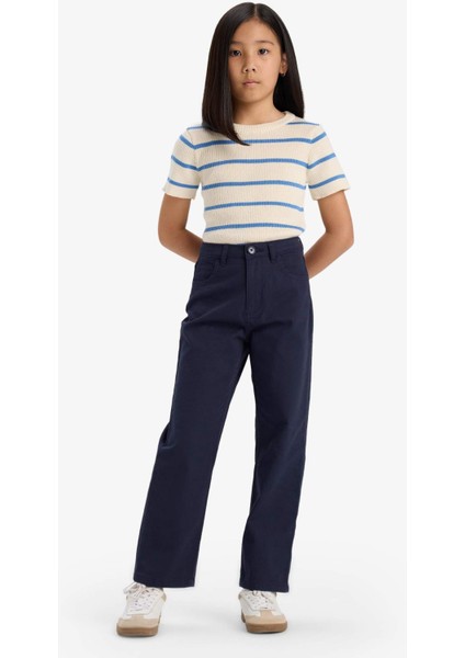 Kız Çocuk Straight Fit Geniş Bol Paça Cepli Pamuklu Okul Pantolonu fiyatları