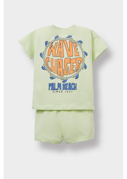 Erkek Bebek 2'li Takım Baskılı Kısa Kollu Tişört Şort F9117A525SM